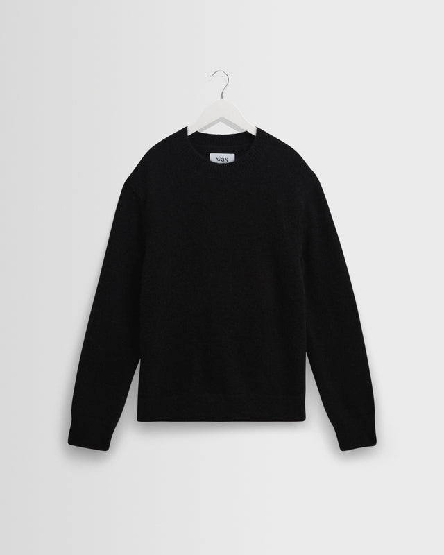 Wilde - Black Fluffy Wool Crewneck