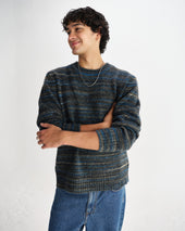 Wilde Grey And Teal Space Dye Wool Crewneck