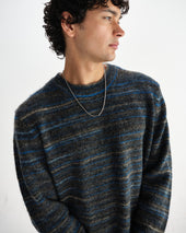 Wilde Grey And Teal Space Dye Wool Crewneck