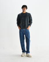 Wilde Grey And Teal Space Dye Wool Crewneck