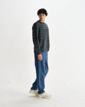 Wilde Grey And Teal Space Dye Wool Crewneck