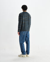 Wilde Grey And Teal Space Dye Wool Crewneck