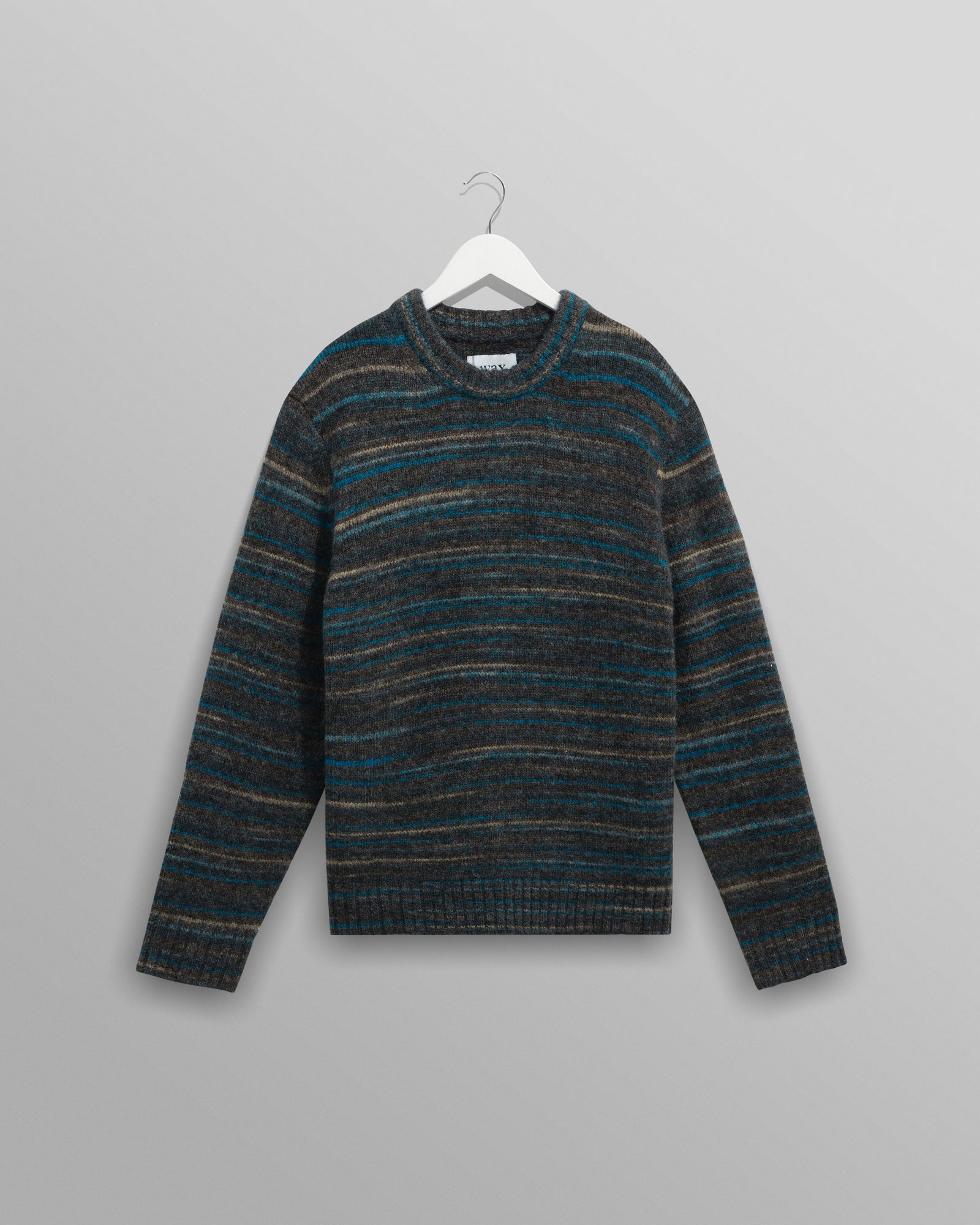 Wilde Grey And Teal Space Dye Wool Crewneck