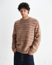 Wilde Pink And Brown Space Dye Wool Crewneck