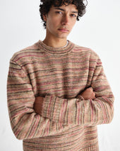Wilde Pink And Brown Space Dye Wool Crewneck