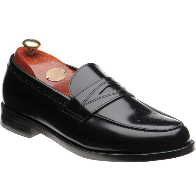 Wildsmith Model 110 mens two-tone rubber-soled loafers in black polished