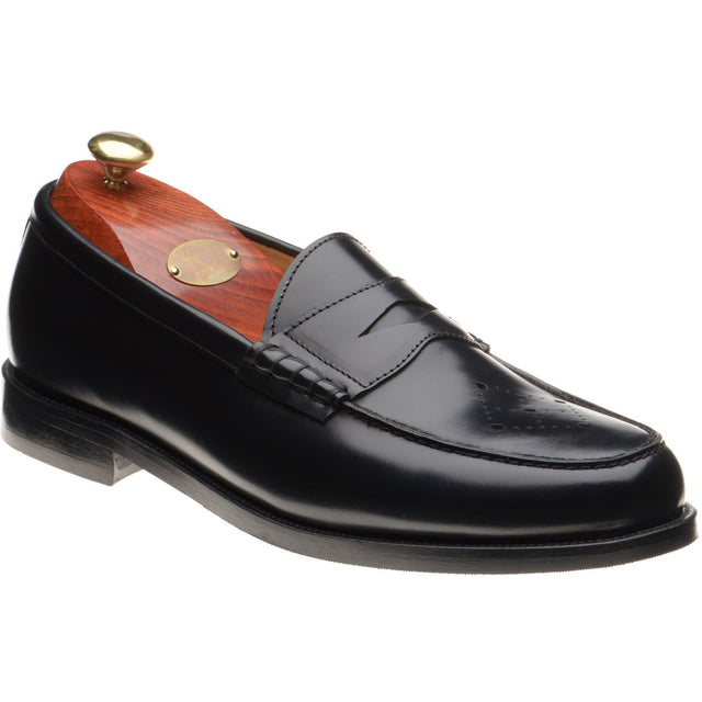 Wildsmith Model 111 mens rubber-soled loafers in black polished
