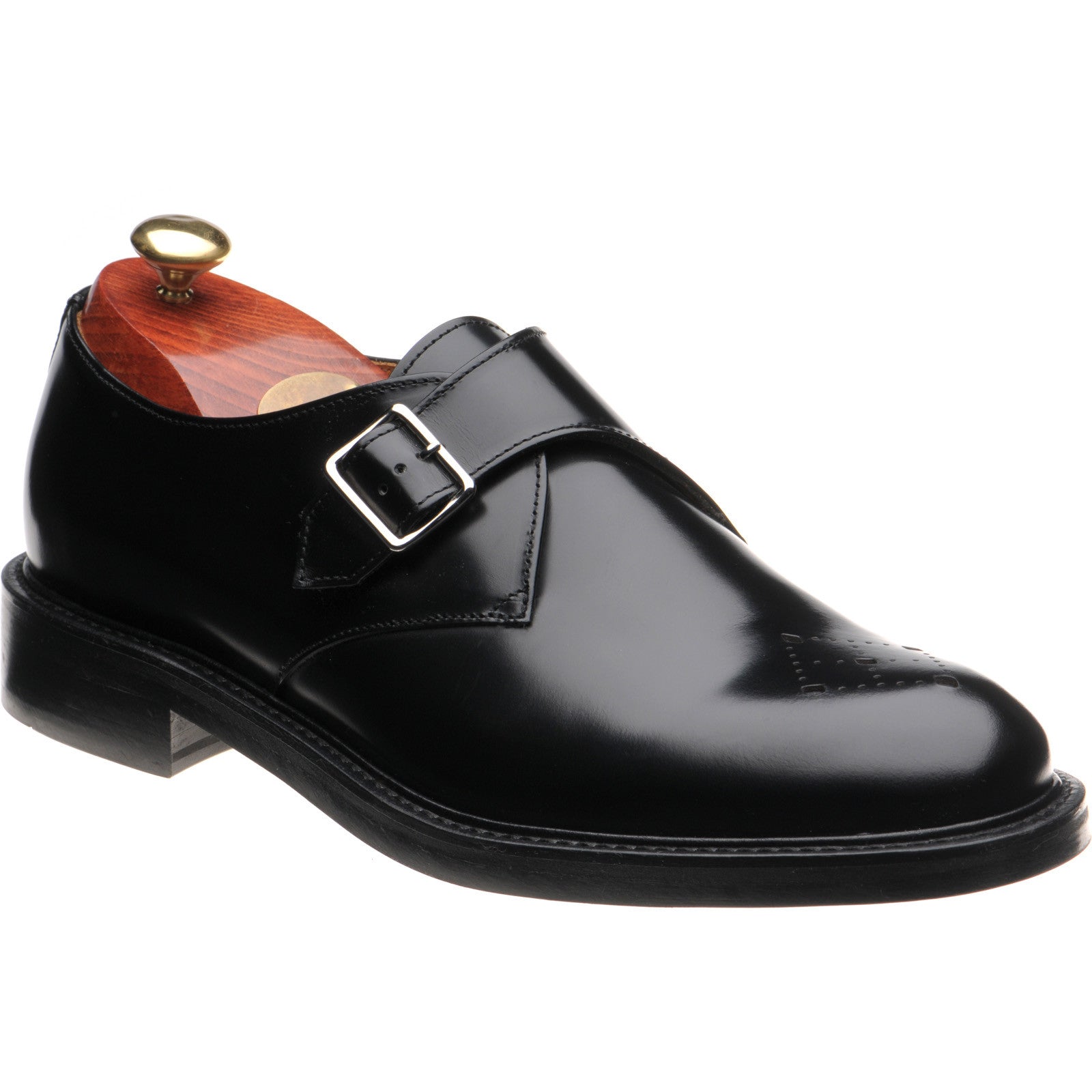 Wildsmith Model 120 mens rubber-soled monk shoes in black polished