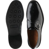 Wildsmith Model 120 mens rubber-soled monk shoes in black polished
