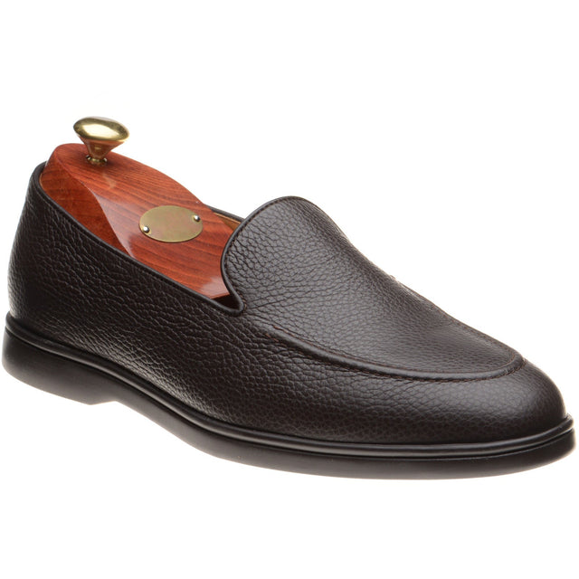 Wildsmith Model 1 mens rubber-soled loafers in dark brown grain