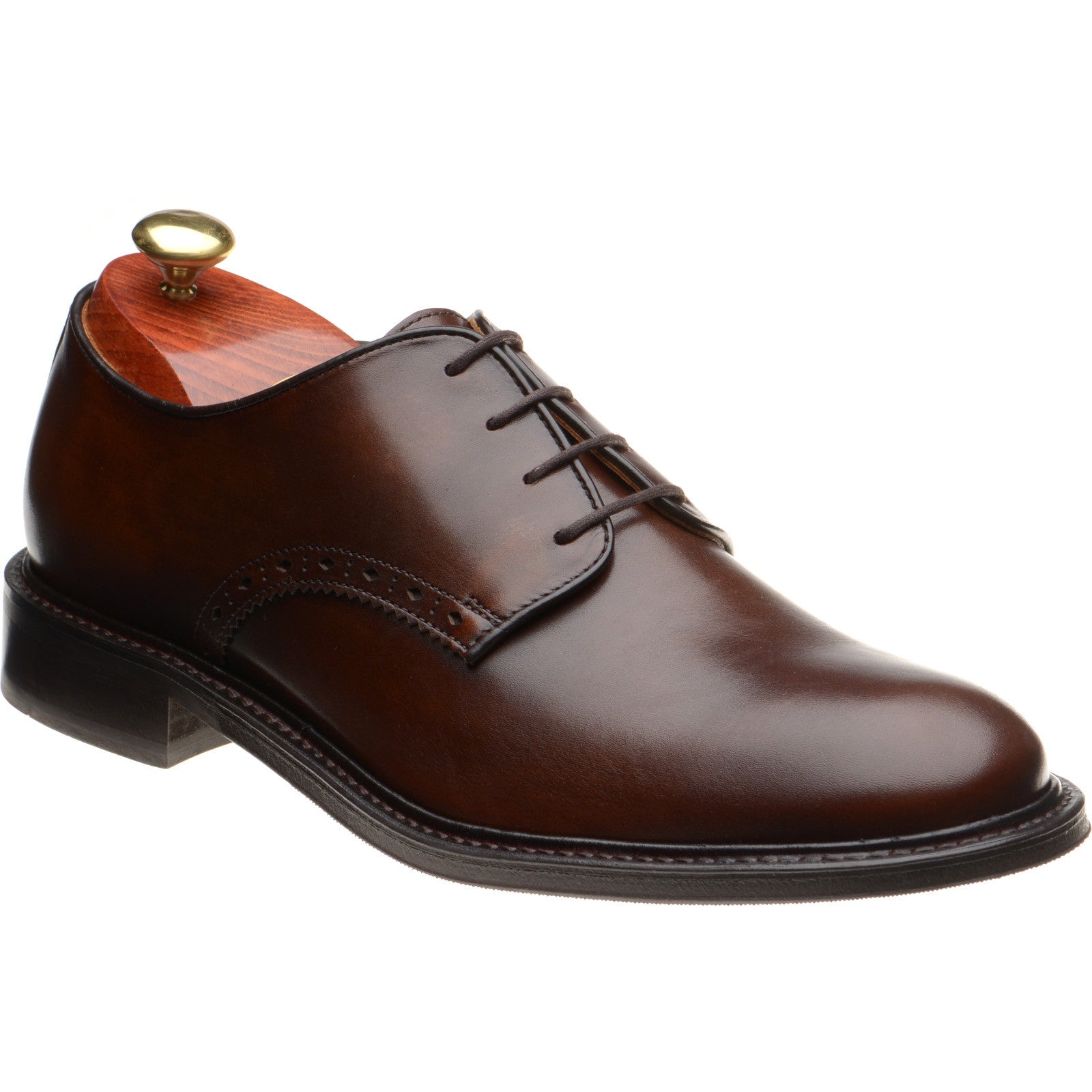 Wildsmith Model 26 mens rubber-soled Derby shoes in dark brown calf