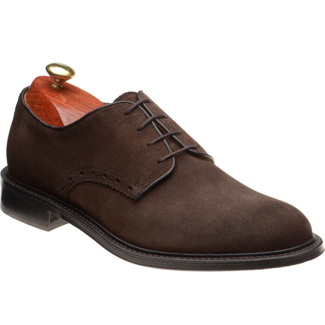 Wildsmith Model 26 mens rubber-soled Derby shoes in dark brown suede