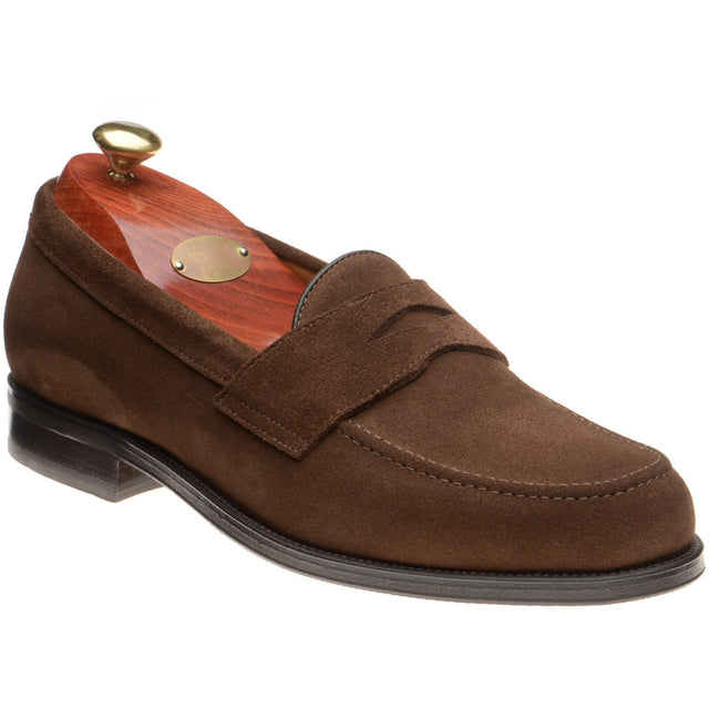 Wildsmith Model 31 mens rubber-soled loafers in brown suede