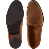 Wildsmith Model 31 mens rubber-soled loafers in tobacco suede