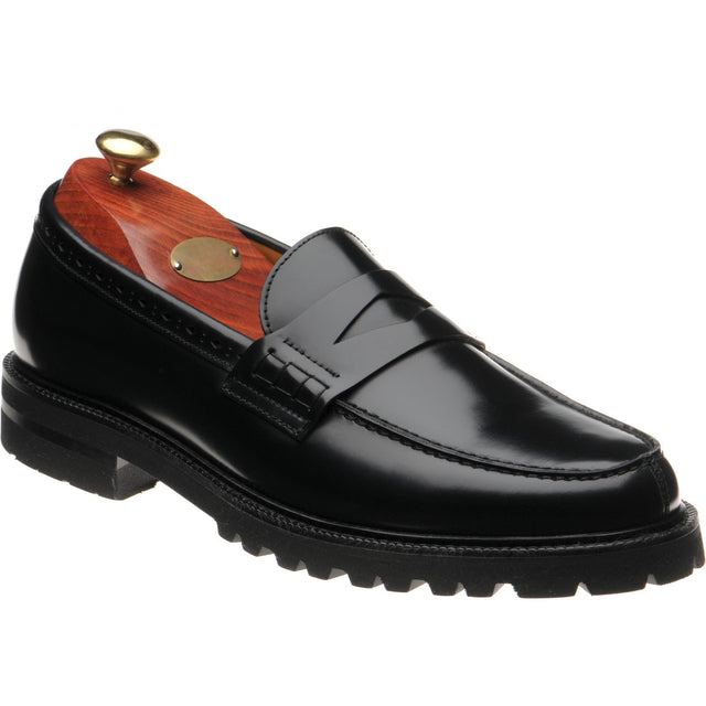 Wildsmith Model 55 mens rubber-soled loafers in black polished