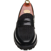 Wildsmith Model 55D mens two-tone rubber-soled loafers in black calf