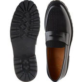 Wildsmith Model 55D mens two-tone rubber-soled loafers in black calf