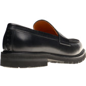 Wildsmith Model 55D mens two-tone rubber-soled loafers in black calf