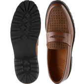 Wildsmith Model 55D mens two-tone rubber-soled loafers in cognac calf