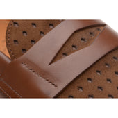 Wildsmith Model 55D mens two-tone rubber-soled loafers in cognac calf
