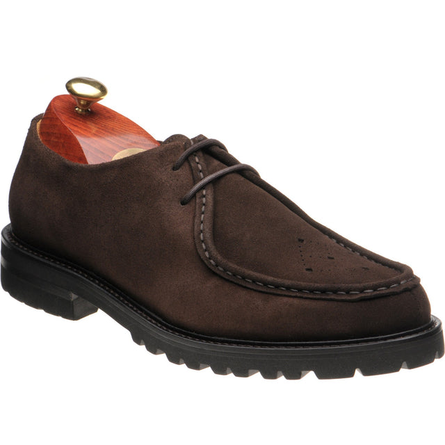 Wildsmith Model 68 mens rubber-soled Derby shoes in dark brown suede