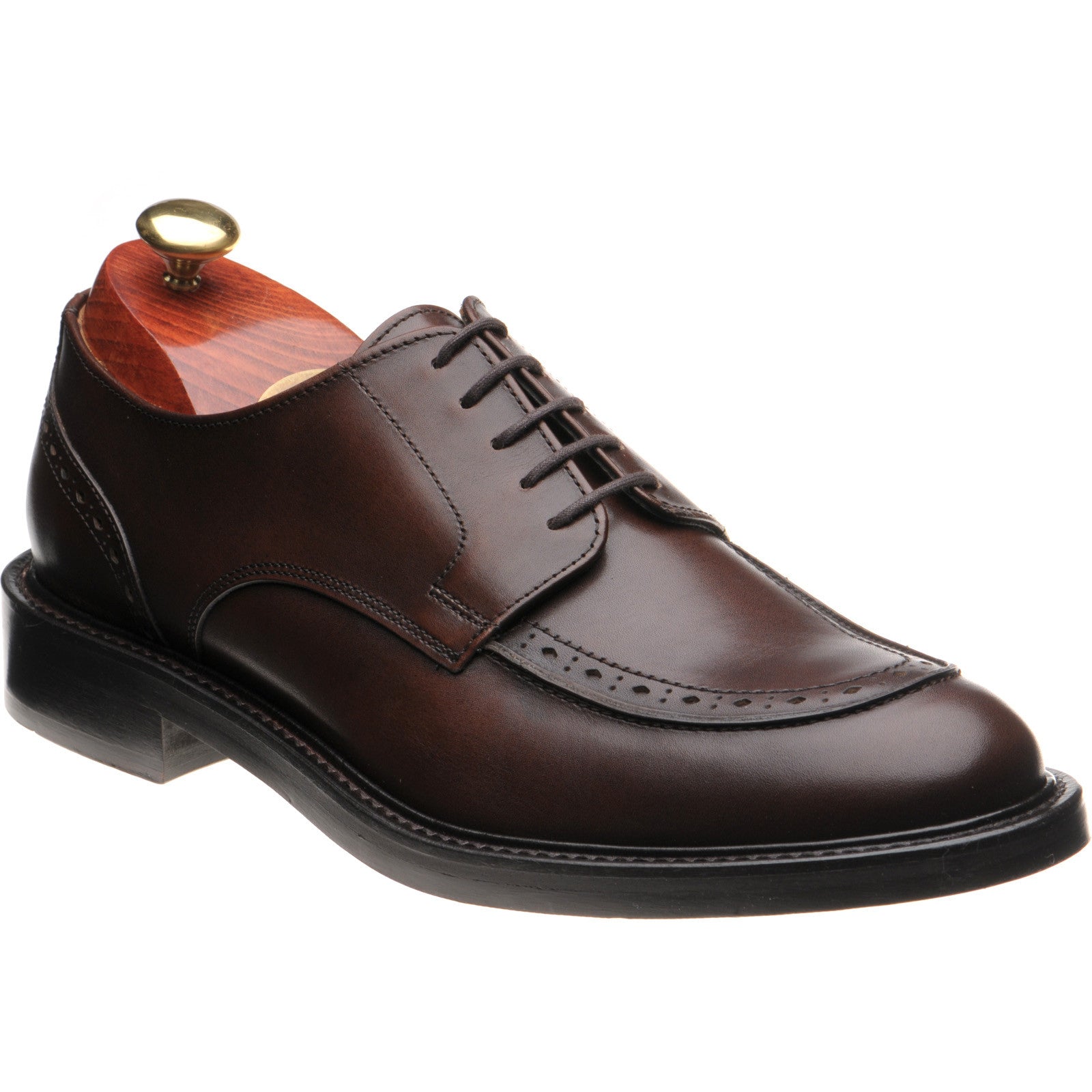 Wildsmith Model 74 mens rubber-soled Derby shoes in dark brown calf