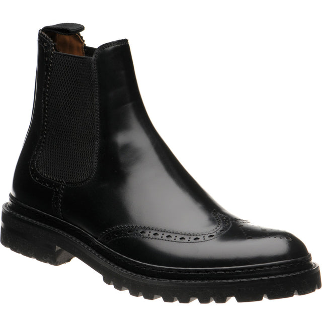 Wildsmith Model 78 mens rubber-soled brogue boots in black polished