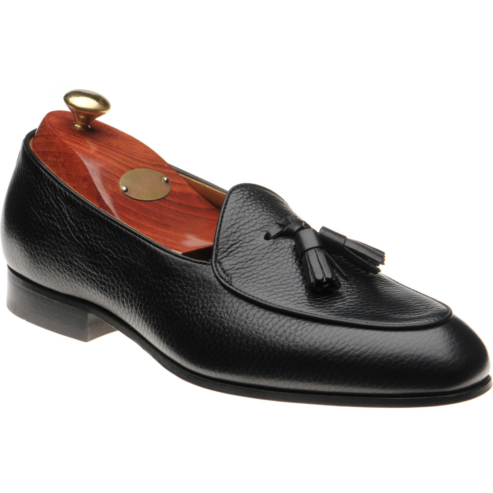 Wildsmith Model 88 mens tasselled loafers in black grain
