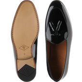 Wildsmith Model 88 mens tasselled loafers in black patent