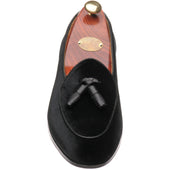 Wildsmith Model 88 mens tasselled loafers in black velvet