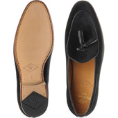 Wildsmith Model 88 mens tasselled loafers in black velvet