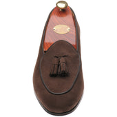Wildsmith Model 88 mens tasselled loafers in dark brown suede