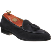 Wildsmith Model 88 mens tasselled loafers in navy suede