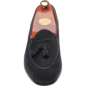 Wildsmith Model 88 mens tasselled loafers in navy suede