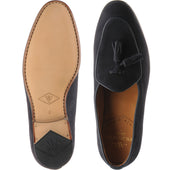 Wildsmith Model 88 mens tasselled loafers in navy suede