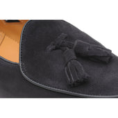 Wildsmith Model 88 mens tasselled loafers in navy suede