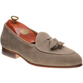 Wildsmith Model 88 mens tasselled loafers in taupe suede