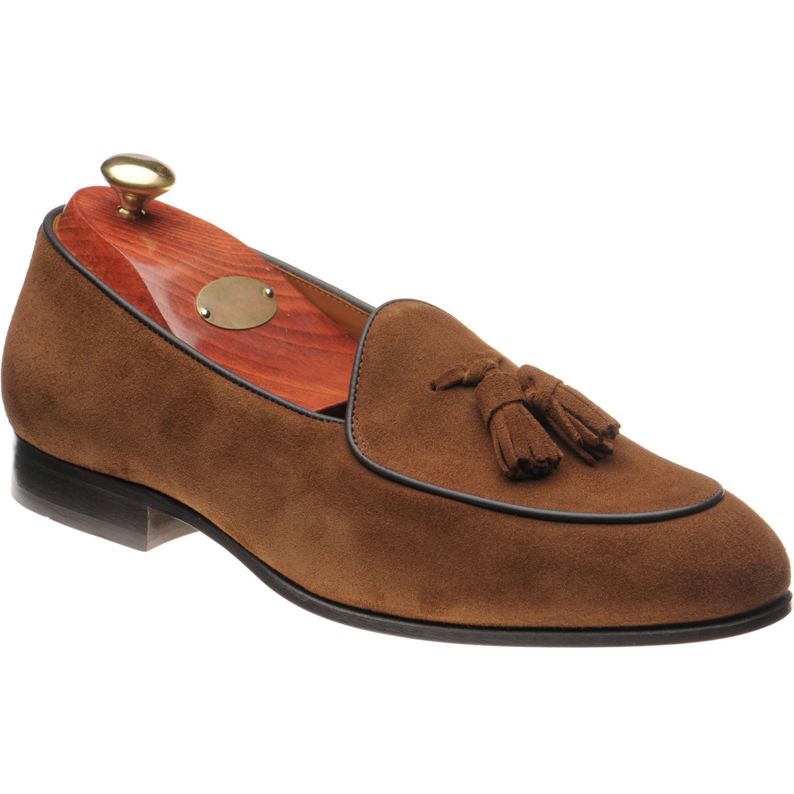 Wildsmith Model 88 mens tasselled loafers in tobacco suede