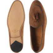 Wildsmith Model 88 mens tasselled loafers in tobacco suede