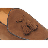 Wildsmith Model 88 mens tasselled loafers in tobacco suede