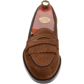 Wildsmith Model 8 mens loafers in dark tan suede