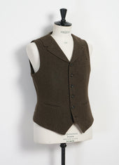 WILLIAM | Lapel Waistcoat | Brown Herringbone