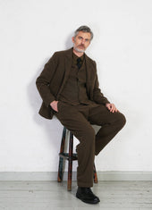 WILLIAM | Lapel Waistcoat | Brown Herringbone