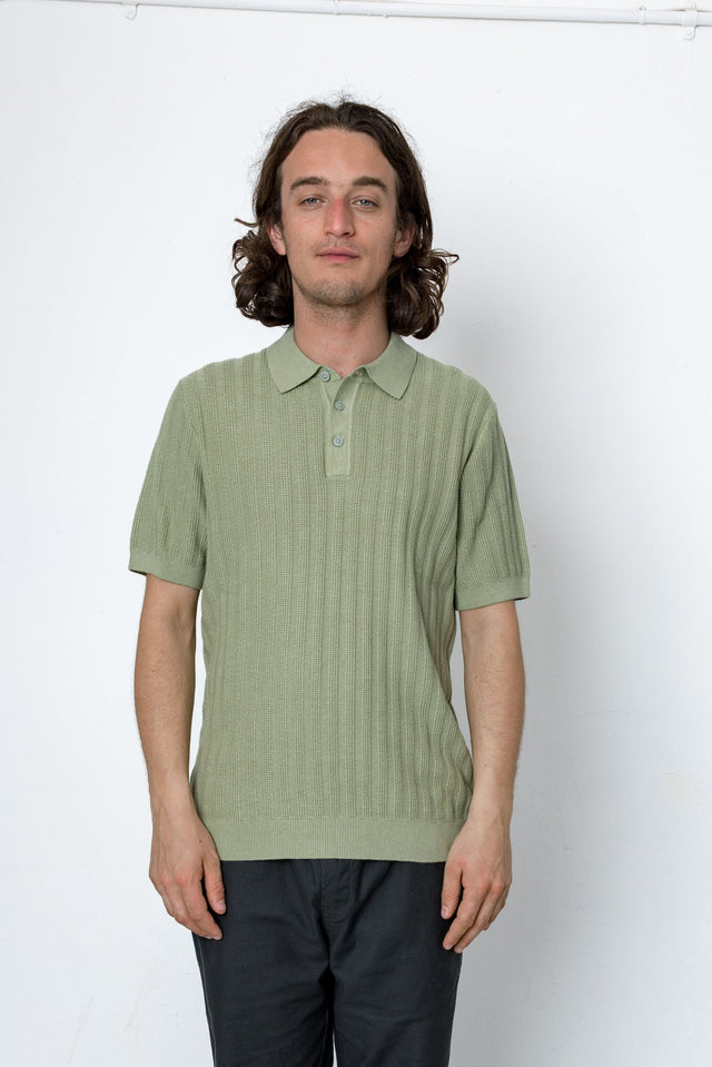 Willow Short Sleeve Knit Polo - Dusty Olive