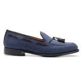 Wills Tassel Loafer in Navy Moons/Oceano Suede