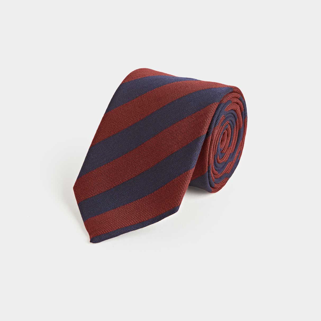 Block Stripe Wool Silk Blend Tie