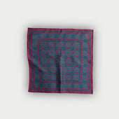 Blue Large Floral Silk Pocket Square