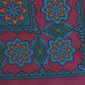 Blue Large Floral Silk Pocket Square