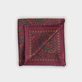 Wine Floral Paisley Silk Pocket Square