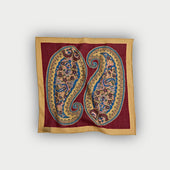 Gold Large Duo Paisley Silk Blend Pocket Square